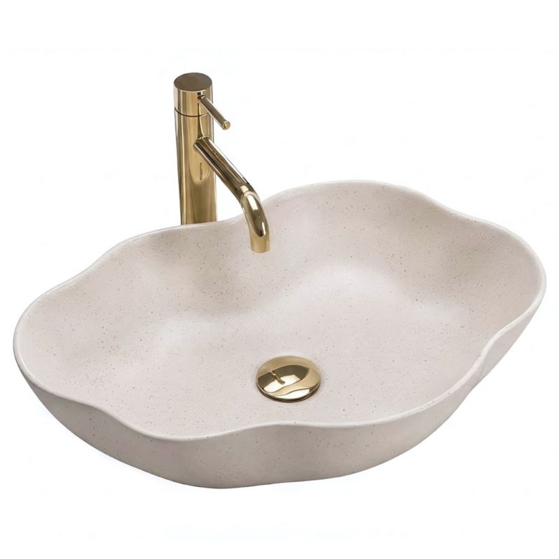 Umywalka Nablatowa Rea Pearl Warm Beżowy, Imitacja Kamienia 50,5X38X13,5CM 1Szt