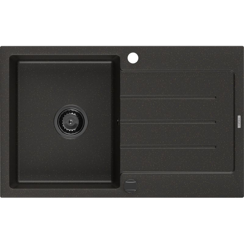 Zlewozmywak wpuszczany Mexen Bruno 1-komorowy czarny/złoty metalik 795 x 495 mm - 6513791010-75-G 1 szt.