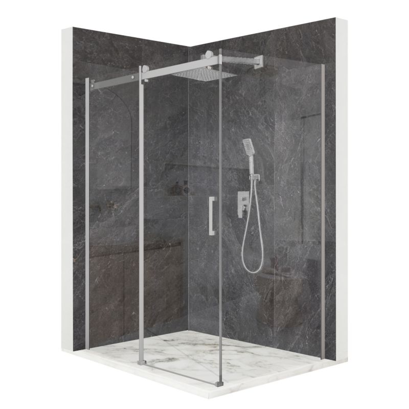 Kabina prysznicowa prostokątna TECHGLOBE przesuwna srebrna 120x100 szkło 8mm + powłoka 1 szt.