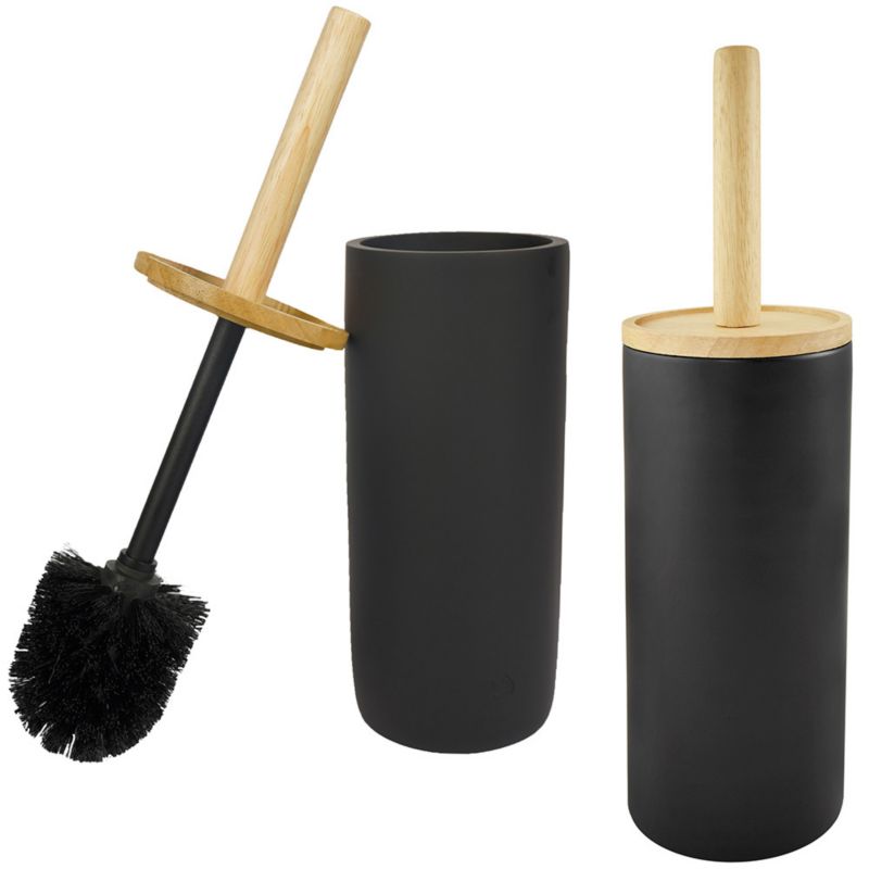 Szczotka do WC czarna Rodeno drewniany uchwyt 1 szt.