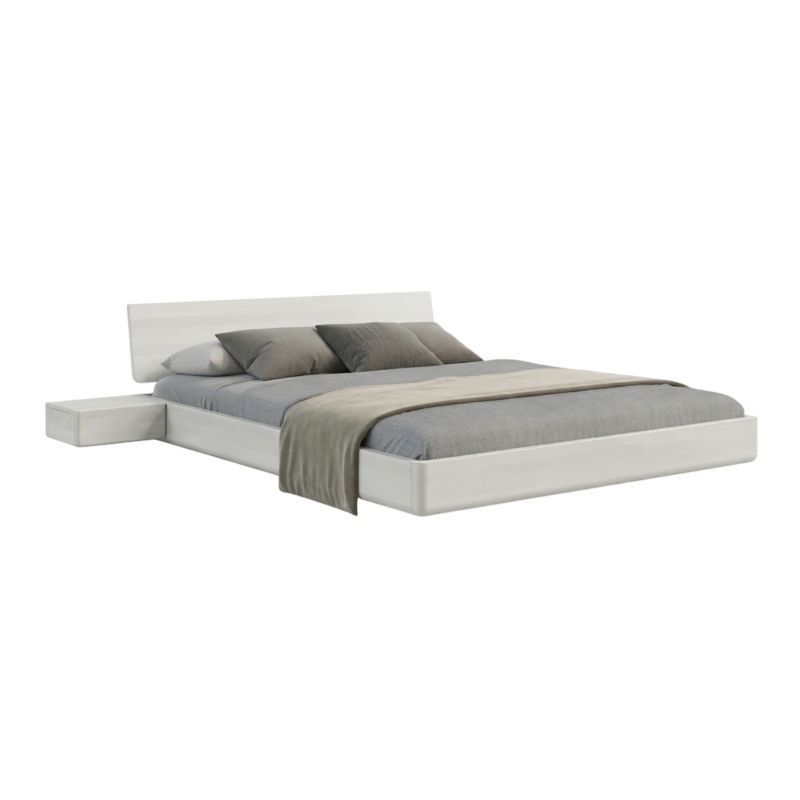 Łóżko lewitujące drewniane bukowe LENA z szafkami 120x200 cm biały 1 szt.