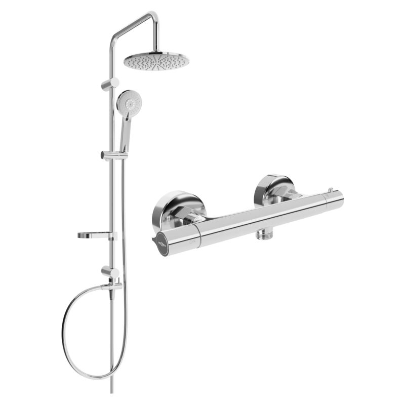 Zestaw prysznicowy natynkowy z deszczownicą z termostatem Mexen Slim chrom 1 szt.