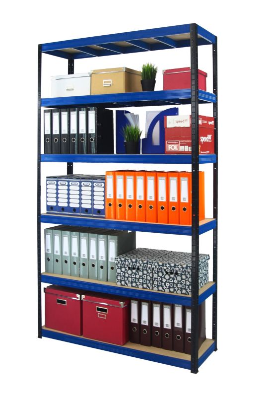 Regał metalowy MODO24 magazynowy stojak czarno-niebieski helios 196x180x40cm 6 półek po 275 kg 1 szt.
