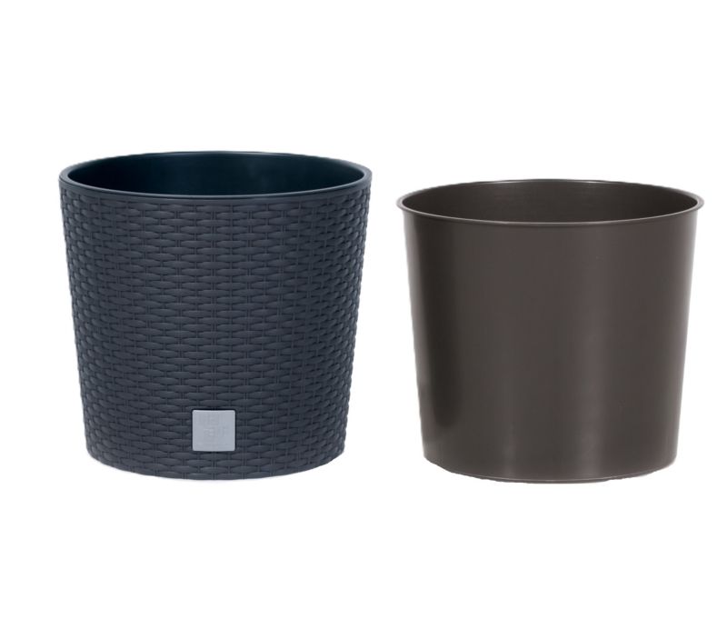 Doniczka okrągła Prosperplast Rato z wkładem antracyt DRTUS 25 cm 1szt