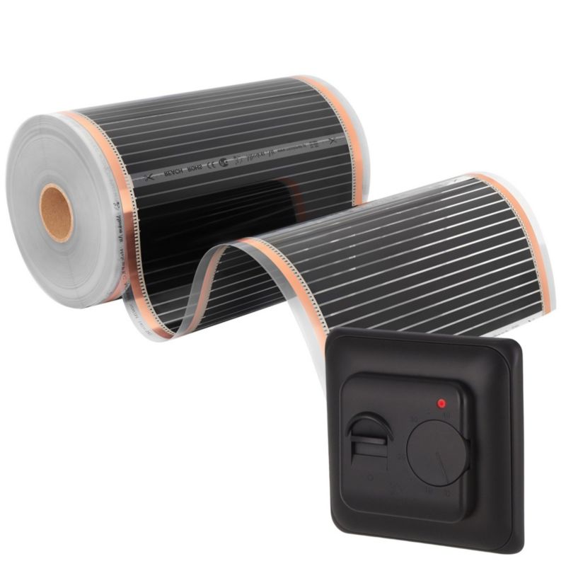 Zestaw folii grzewczej na podczerwień Mission Air Silver 160W 2,5m²,szer.50cm +Aries Czarny 1 szt