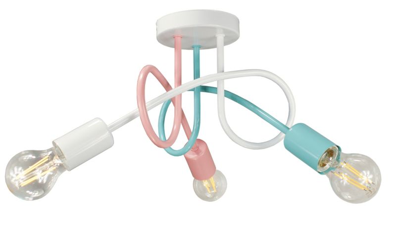 Lampa DECORI Edison Mini 3 Mięta Biały Róż, 1 szt.