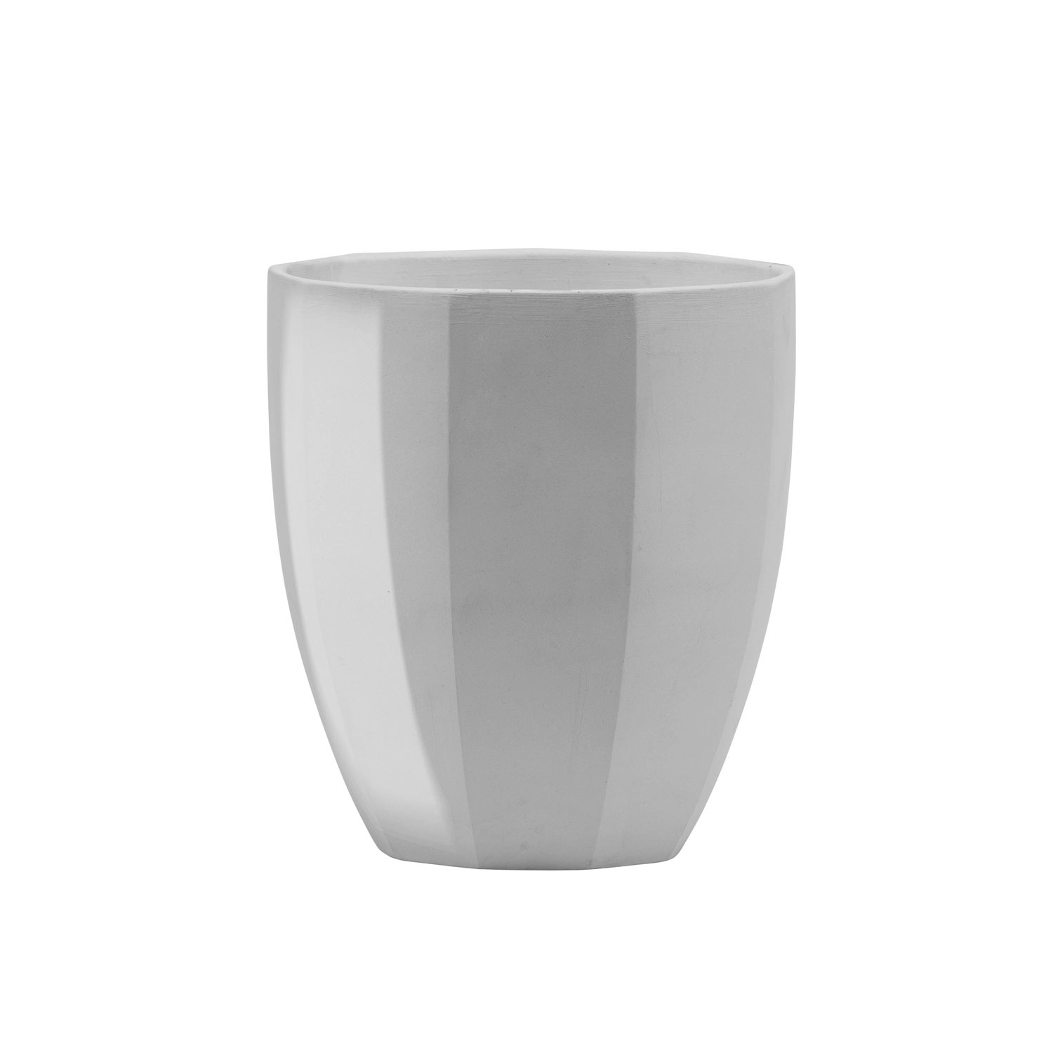 Doniczka z podstawką Dwunastokąt szary połysk - 23 cm