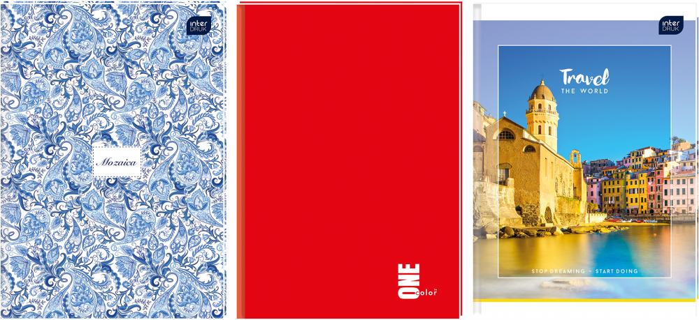 3x Brulion w kratkę Interdruk, B5, twarda oprawa, 160 kartek, mix wzorów