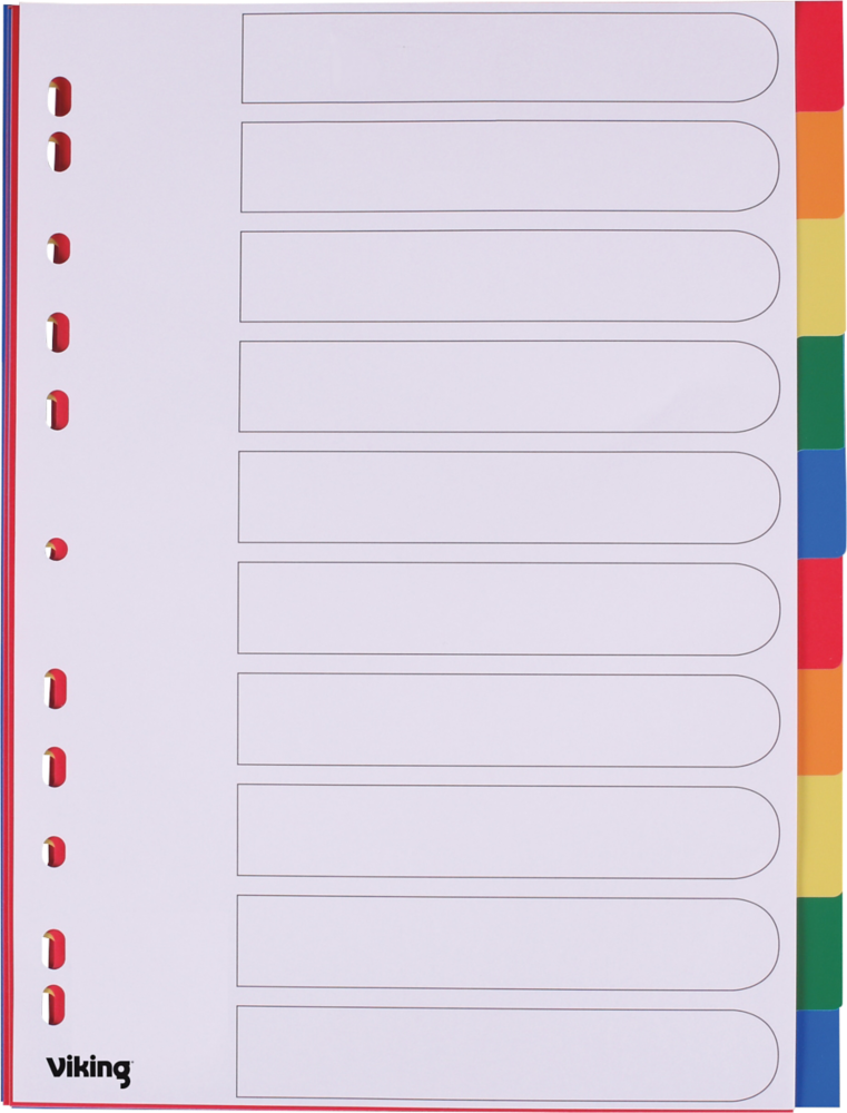 Przekładki do segregatora Viking, plastikowe, A4, 10 kart, biały