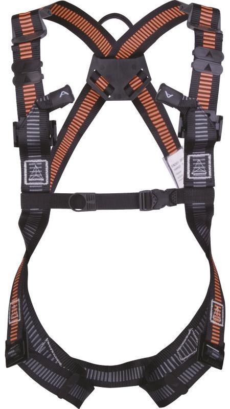 Szelki bezpieczeństwa Delta Plus Har22, 2 punkty zaczepowe, rozmiar S/M/L, czarno-pomarańczowy