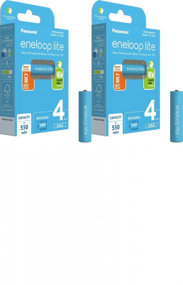 2x Akumulator Panasonic Eneloop Lite, AAA, 550 mAh, 4 sztuki