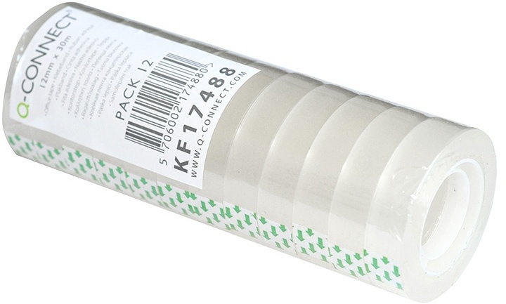 Taśma klejąca Q-Connect, 12mmx30m, 12 sztuk, przezroczysty