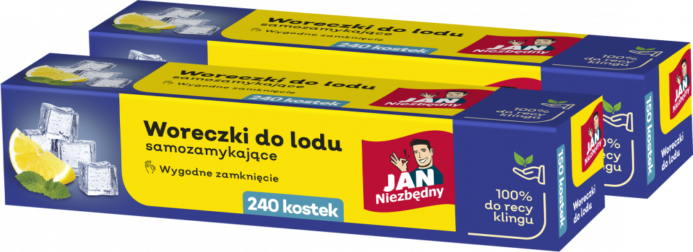 2x Woreczki do lodu Jan Niezbędny, pudełko, 10 woreczków, 240 kostek