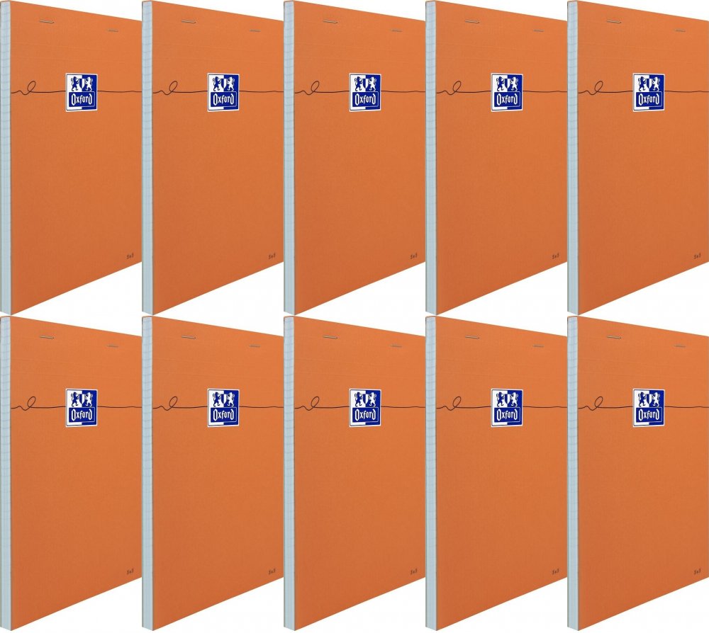 10x Blok biurowy w kratkę Oxford Everyday, A5, 80 kartek, pomarańczowy