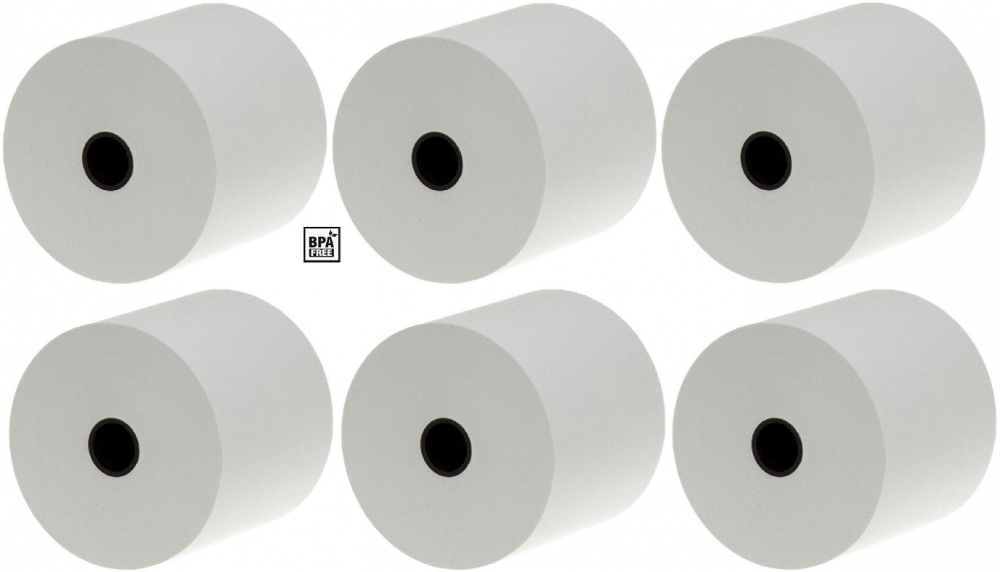 Rolka termiczna Emerson, 80mm x 80m, 50+/-6g/m2, 6 sztuk, BPA Free, biały