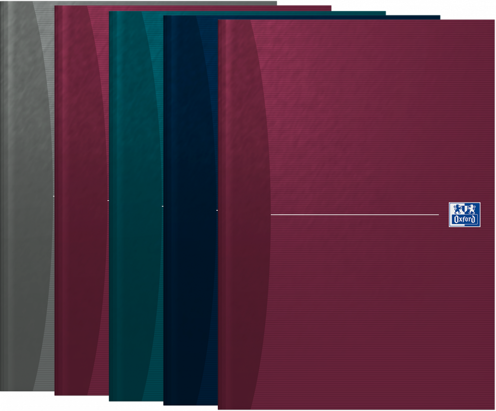 5x Brulion w kratkę Oxford Essentials, A4, twarda oprawa, 96 kartek, mix kolorów