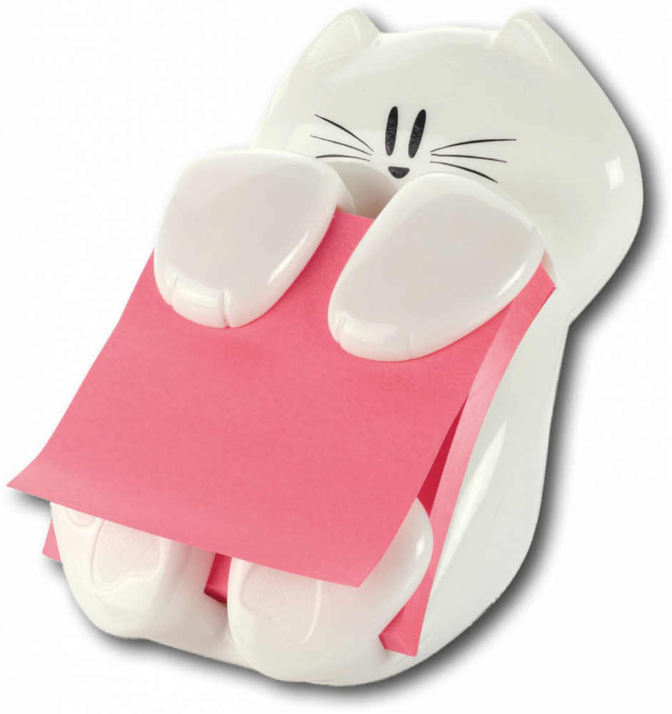 Podajnik do karteczek samoprzylepnych Post-it, Kotek (CAT-330)+ notes 100 karteczek, biały