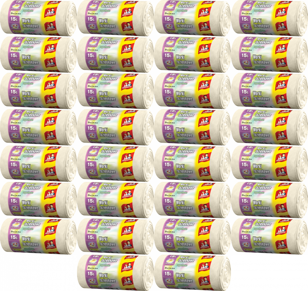 40x Worki na śmieci Jan Niezbędny, na odpady łazienkowe, 15l, zapachowe, 26 sztuk, kremowy