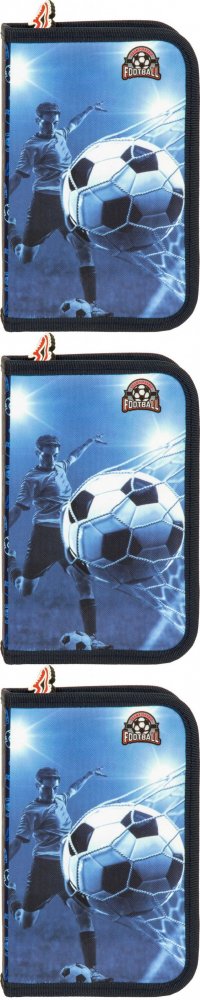 3x Piórnik szkolny Derform Piłka 19, 1-komorowy, z wyposażeniem, granatowy