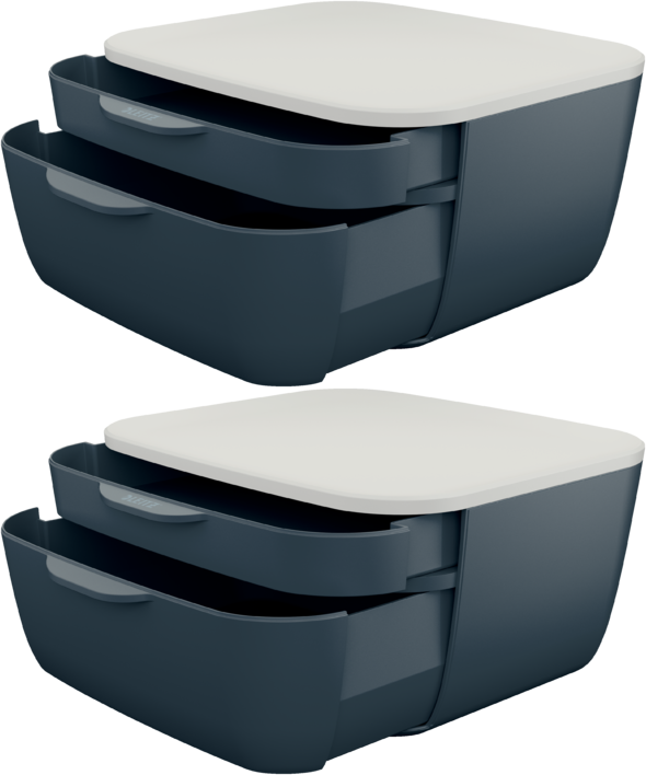 2x Pojemnik Leitz Cosy, z 2 szufladami, szary