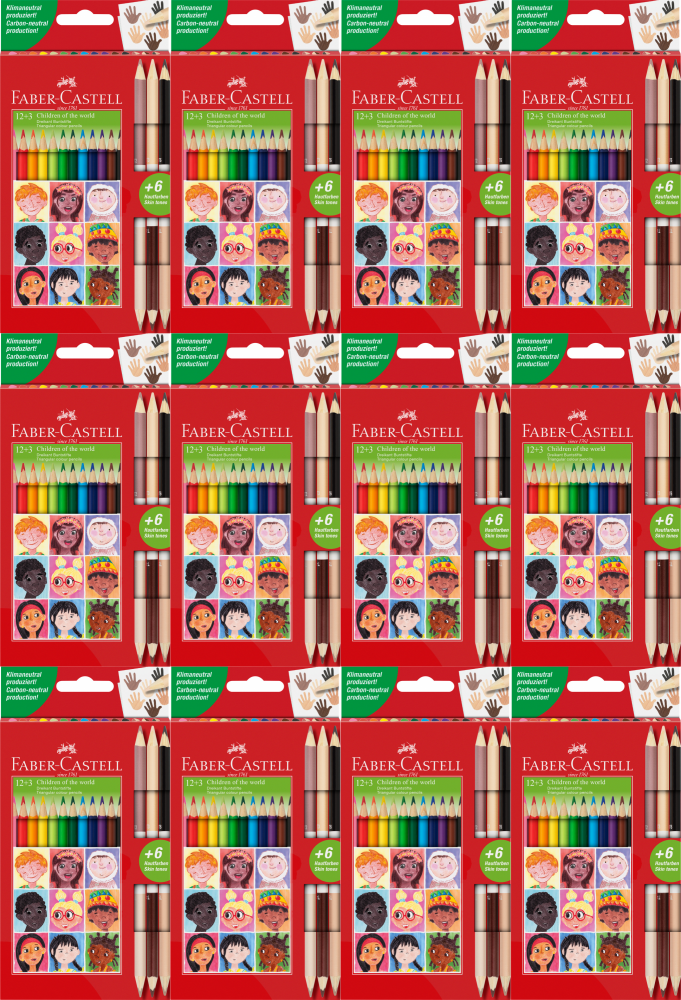 12x Kredki ołówkowe Faber Castell Zamek, 12 sztuk + 3 kredki dwustronne, mix kolorów