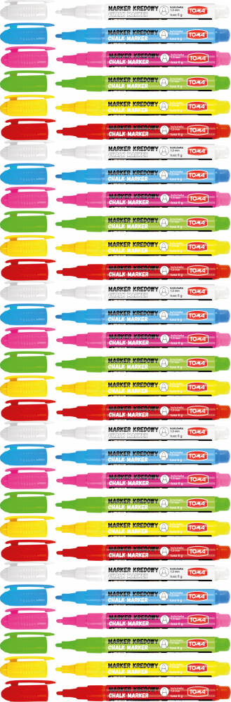 5x Marker kredowy Toma TO-293, okrągła, 1.5mm, 6g, 6 sztuk, mix kolorów