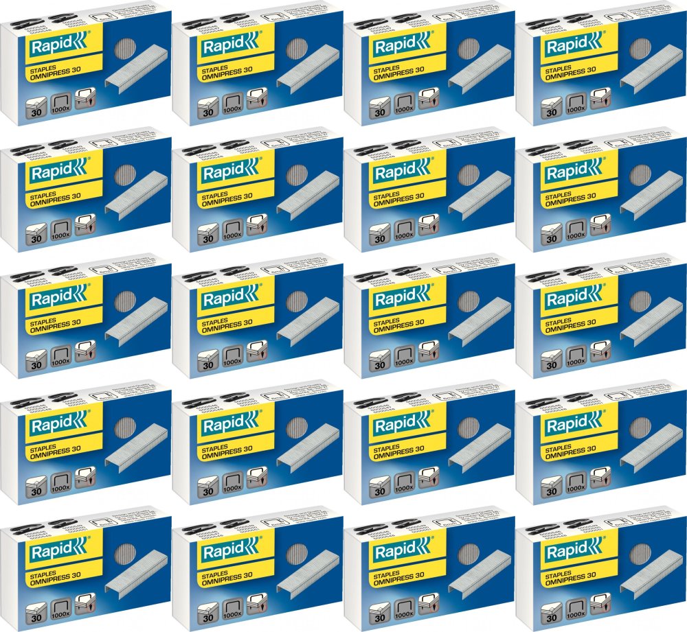 20x Zszywki Rapid Omnipress 30, 1000 sztuk, srebrny