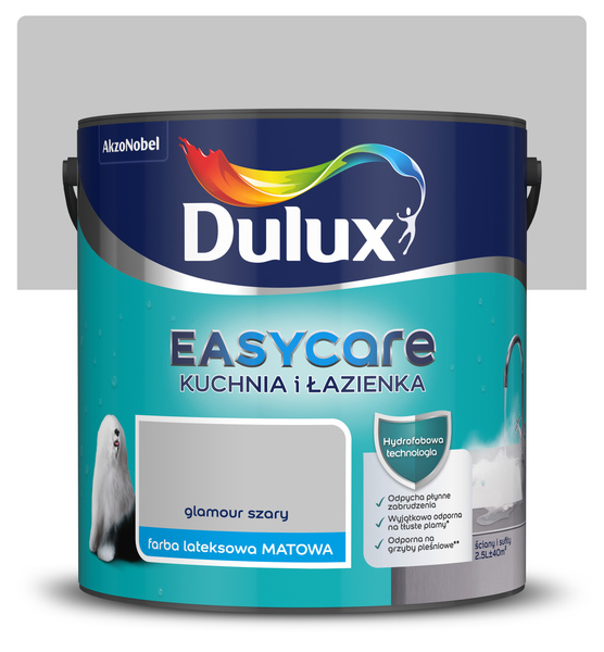 Farba plamoodporna EasyCare Kuchnia i Łazienka Glamour szary 2,5L Dulux