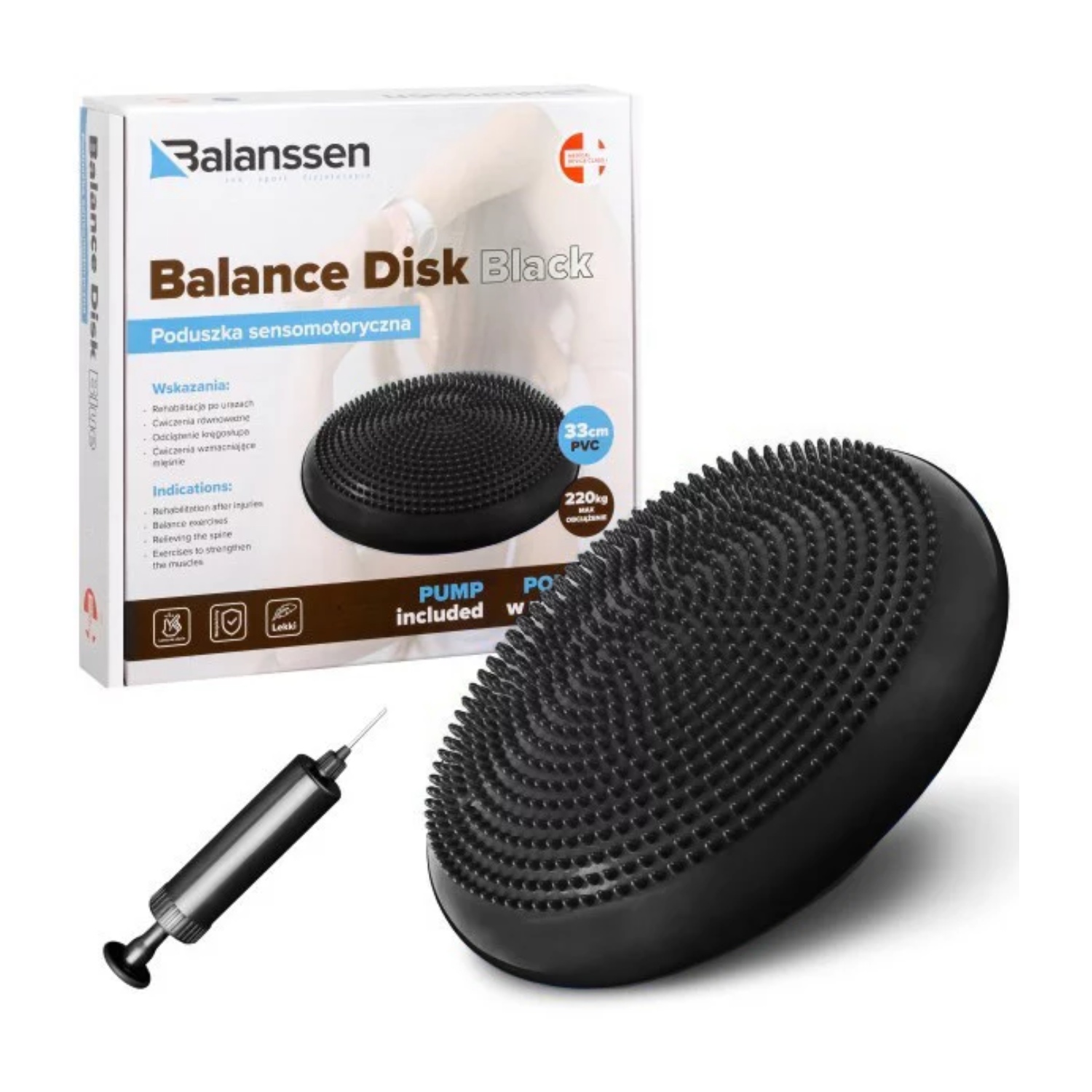 Balanssen balans dysk, poduszka sensoryczna, czarna, 1 sztuka
