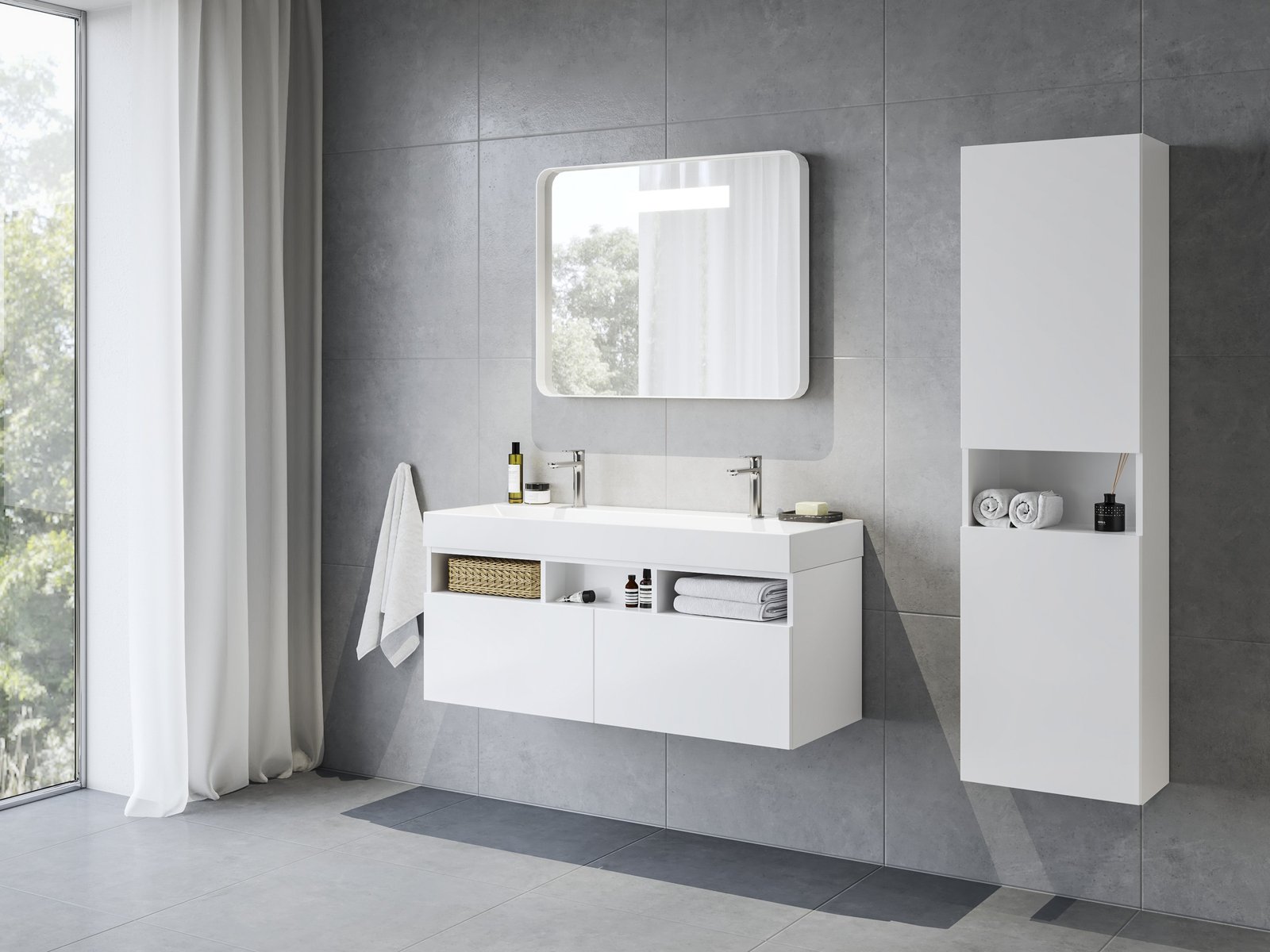 Ravak Natural szafka 45x26x160 cm wisząca słupek boczny biały X000001789