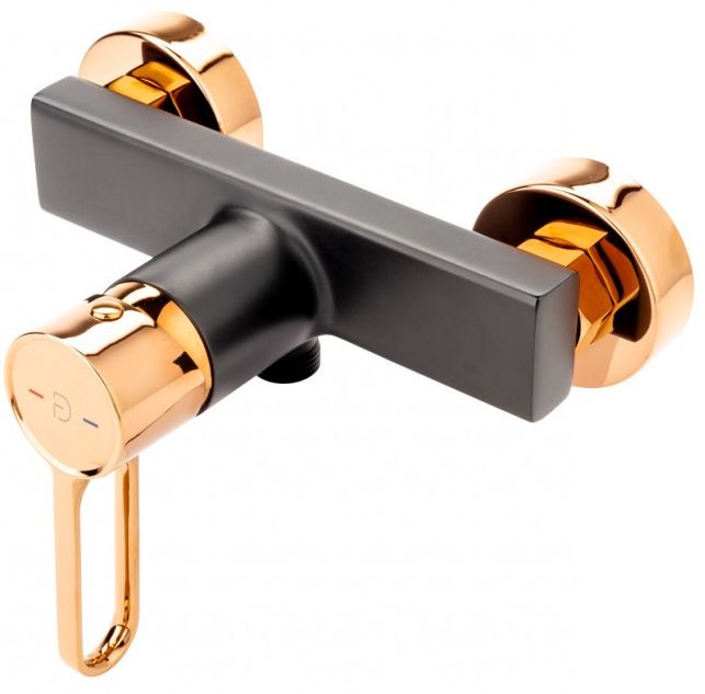 FDesign Zaffiro bateria prysznicowa ścienna różowe złoto/czarny mat FD1-ZFR-7-25 - Wysyłka w 24h