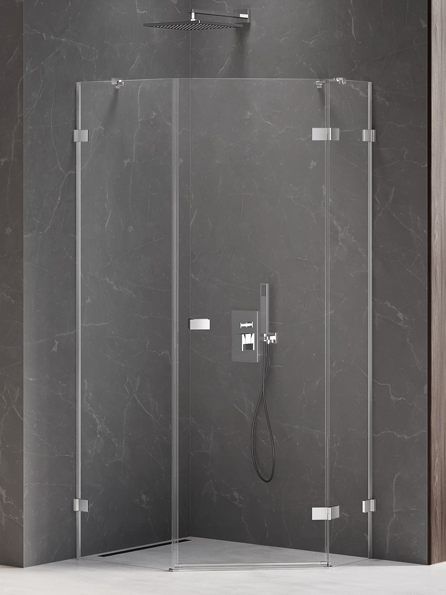 New Trendy Avexa kabina prysznicowa 100x80 cm pięciokątna prawa chrom/szkło przezroczyste EXK-3891
