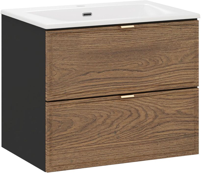 Comad Talia Casella umywalka Sky biała z szafką podumywalkową 60 cm dąb-czarny SET-TC 60CM UM SKY