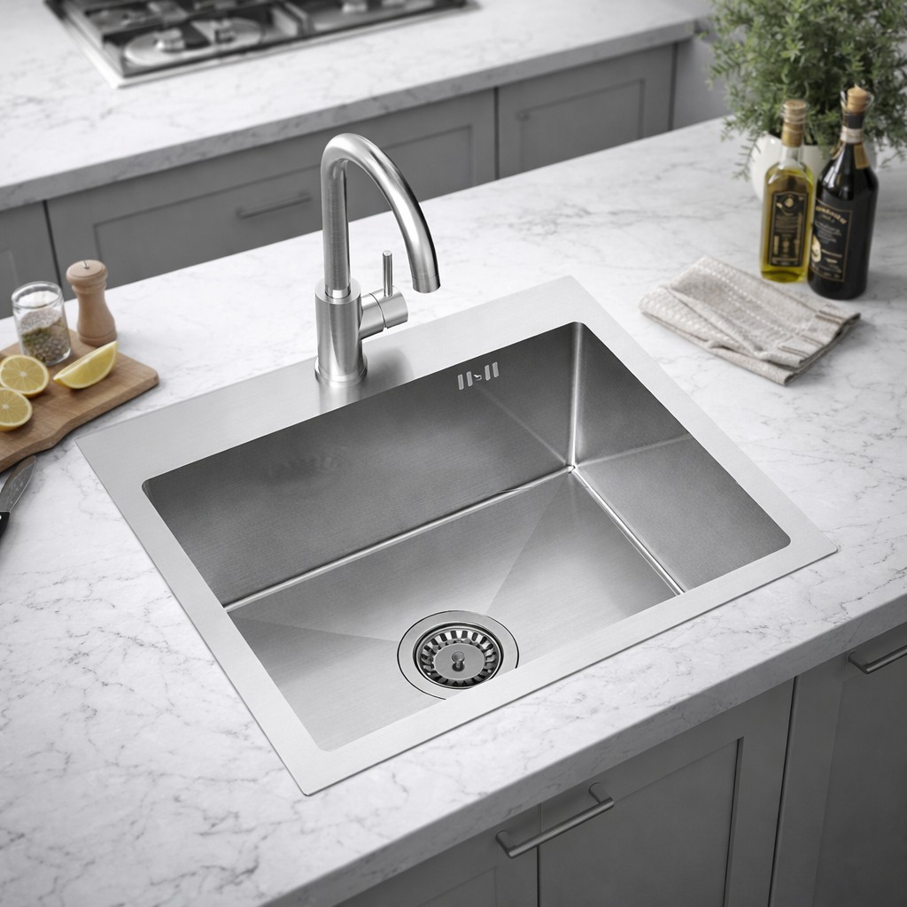 Ruvetti Look zlewozmywak stalowy 50x45 cm stal 5003L_BS50_W - Wysyłka w 24h