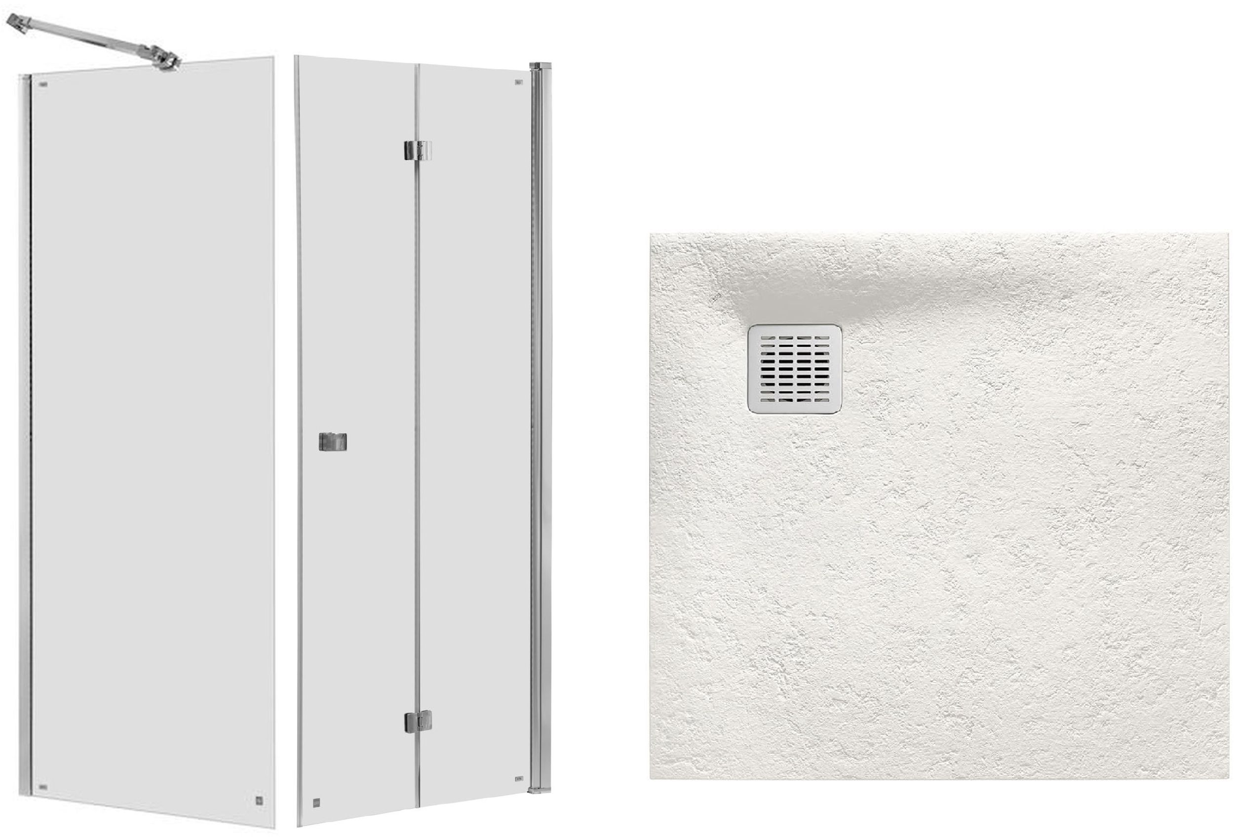 Zestaw Roca Capital kabina prysznicowa 80x80 cm kwadratowa MaxiClean z brodzikiem Terran beż (AM4508012M, AM4408012M, AP10332032001650)