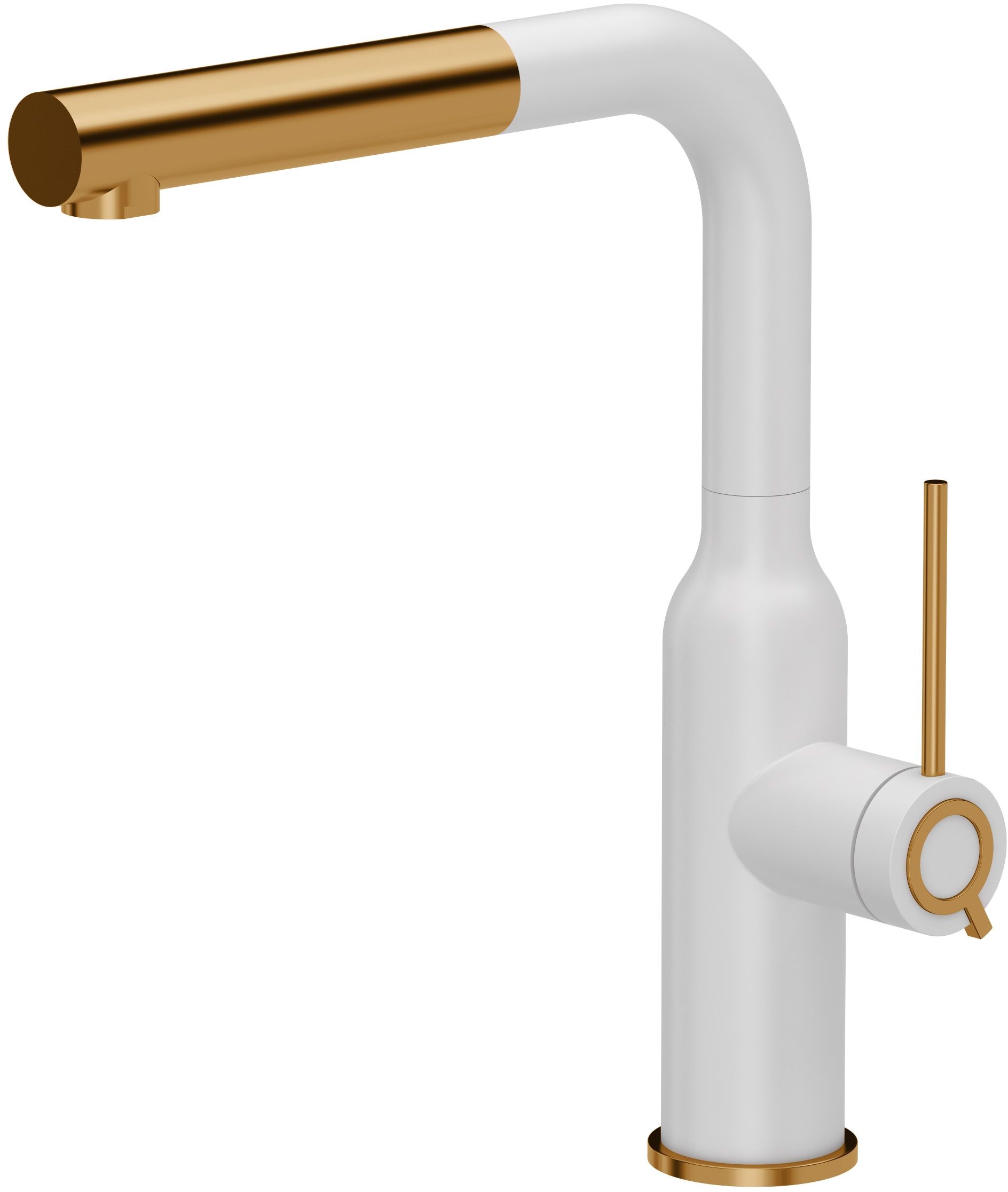 Quadron Angelina Q Line Very White bateria kuchenna stojąca z wyciąganą wylewką biały mat/miedziany 3573500_WHMPVDC1