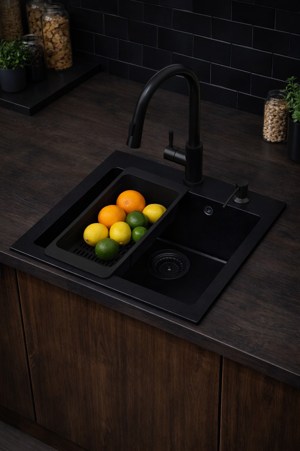 Ruvetti Frigo zlewozmywak 56x51 cm z baterią i akcesoriami czarny LP_3200_FR5651FB_W - Wysyłka w 24h