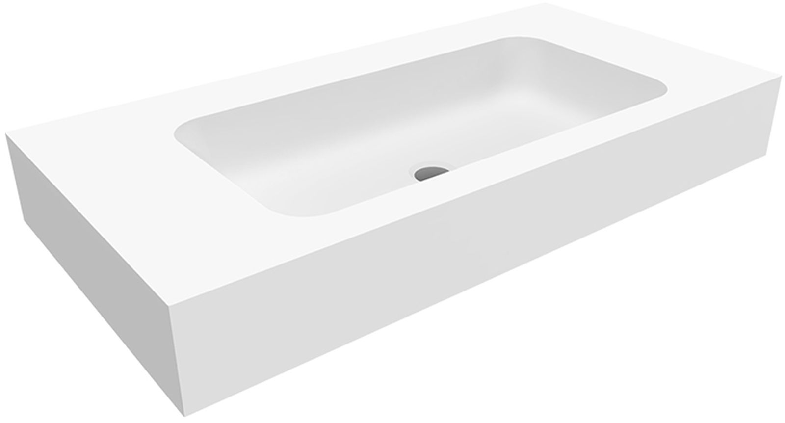 Cristalstone Linea Simpla umywalka 90x45 cm prostokątna ścienna-z blatem biała U900-MCOT/BO