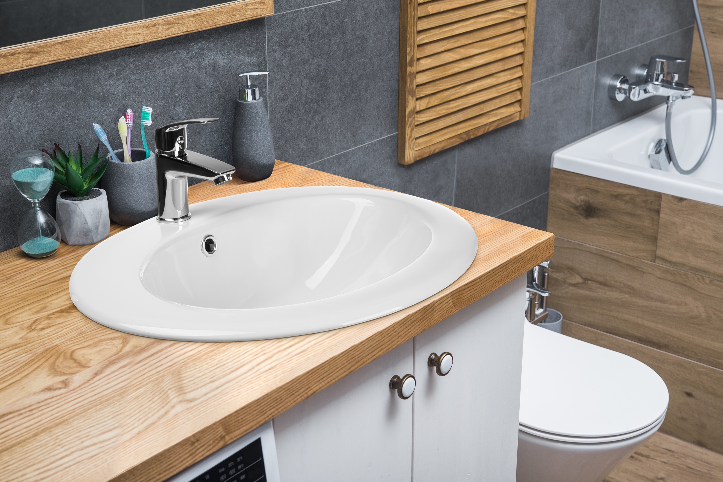 Invena Nikea umywalka 49,5x45,5 cm owalna wpuszczana w blat biała CE-53-001