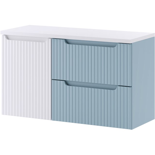 COMAD Zestaw mebli NOVA DENIM szafka z blatem NOVA WHITE 100 cm, szaf