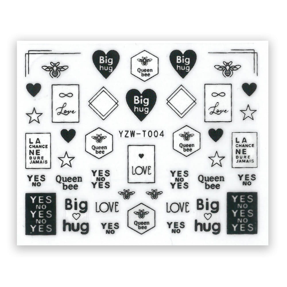 Naklejki do paznokci samoprzylepne napisy YZW-T004