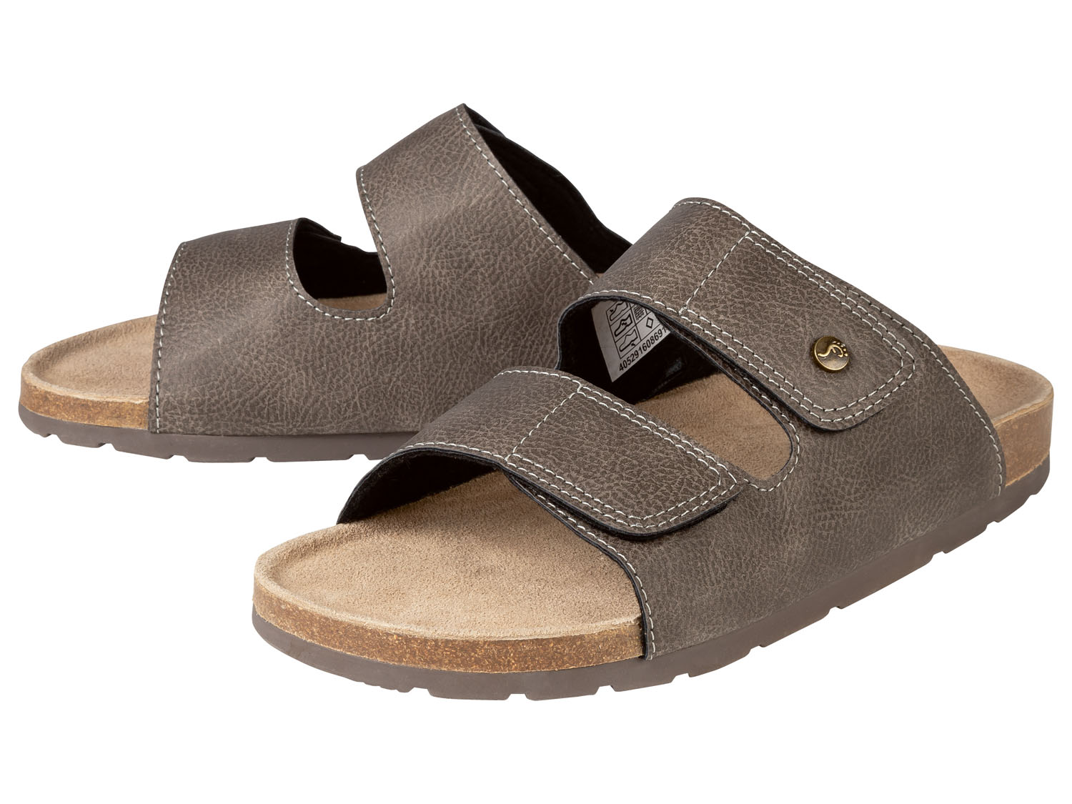 footflexx Klapki męskie, z regulowanymi klamrami, 1 para 44, Ciemnobrązowy