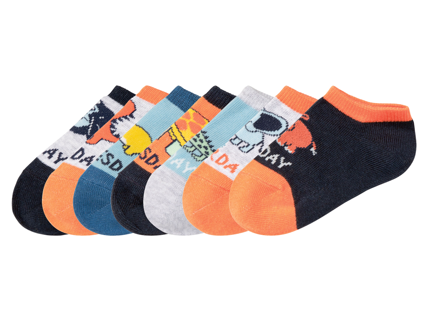 lupilu Stopki dziecięce, 7 par 23/26, Granatowy/ szary /pomarańczowy