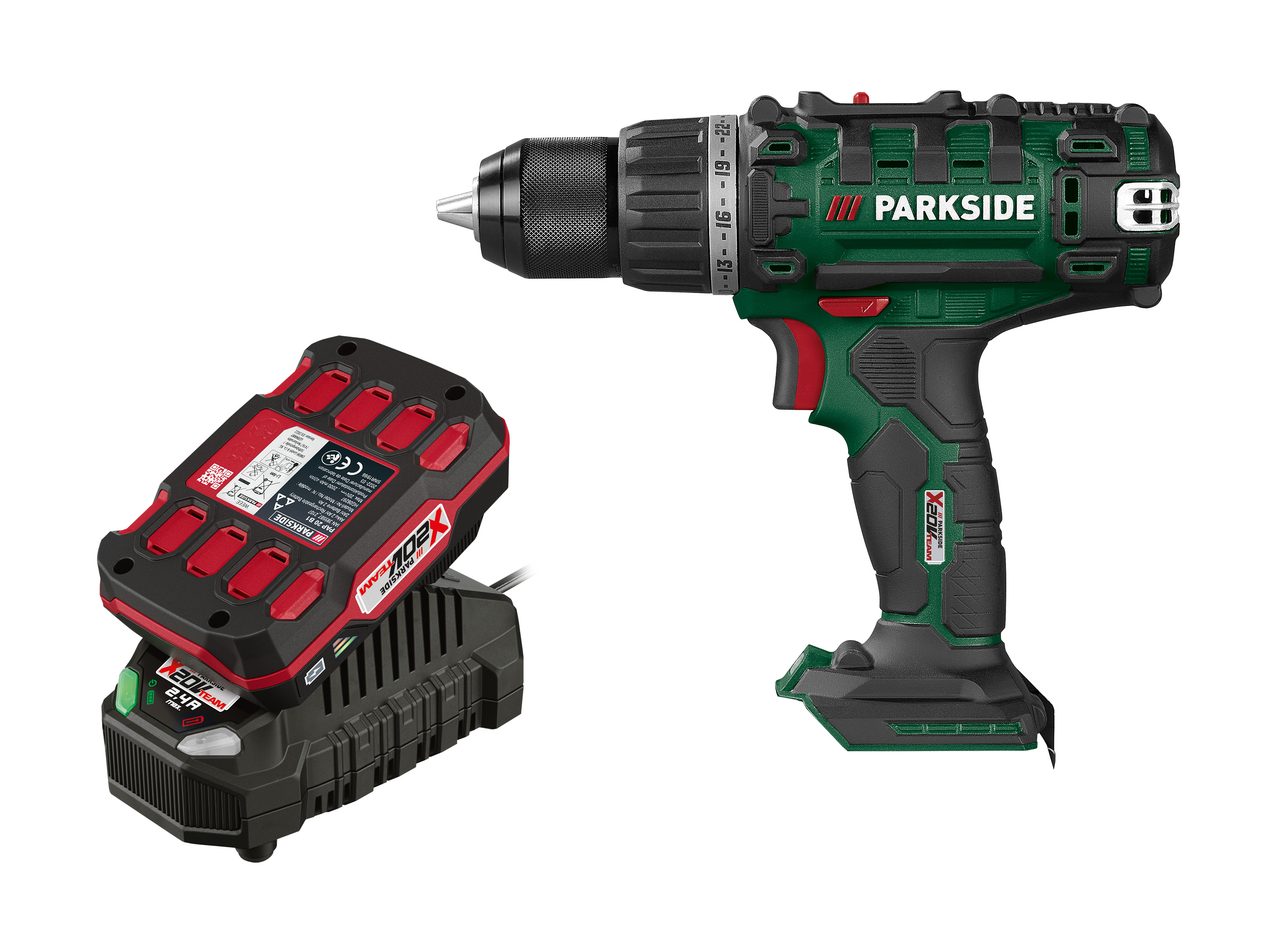 Parkside Zestaw Akumulatorowa wiertarkowkrętarka, 20 V z akumulatorem litowo-jonowym, 2 Ah i ładowarką 2,4 A