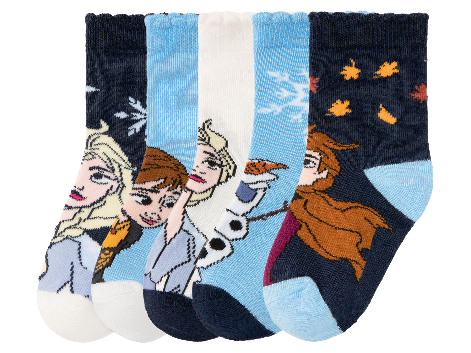 Skarpetki dziewczęce z bohaterami bajek, 5 par Kraina lodu, 23/26