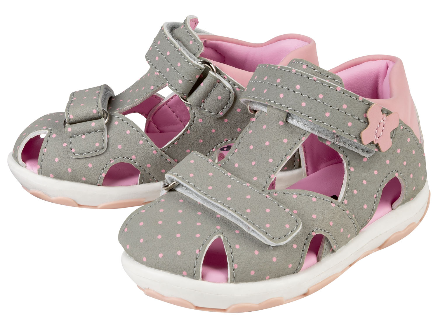 lupilu Niemowlęce sandały dziewczęce zapinane na rzepy 22, Jasnoszary