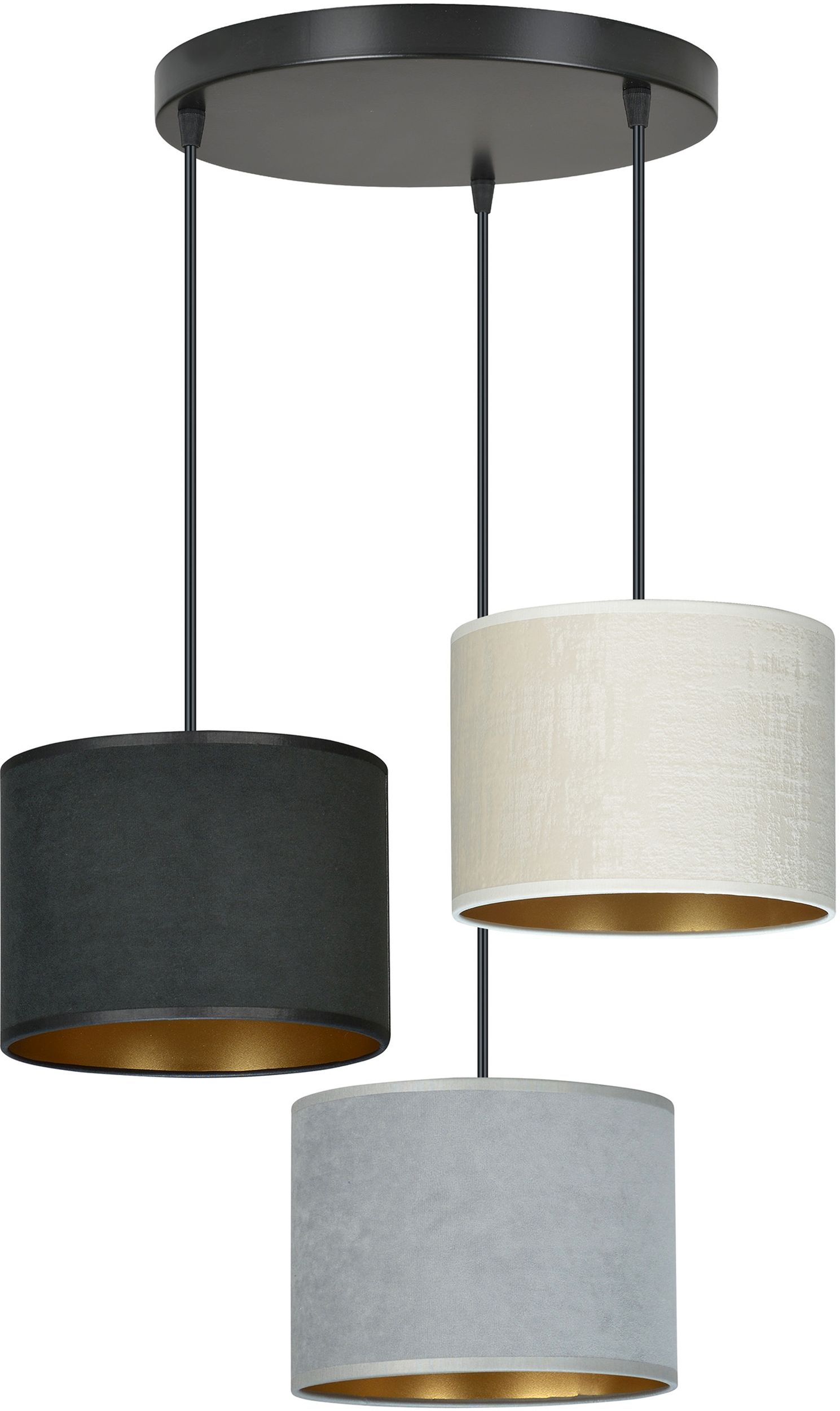 Darmowa Dostawa - Lampa wisząca 3x15 W biała-czarna-złota-szary/popielaty Emibig Hilde 10553PREM