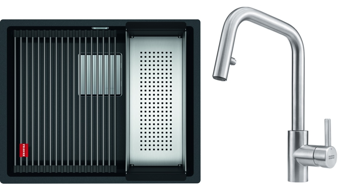 Darmowa Dostawa - Zlewozmywak z baterią onyx/stal Franke Kanon abset10785