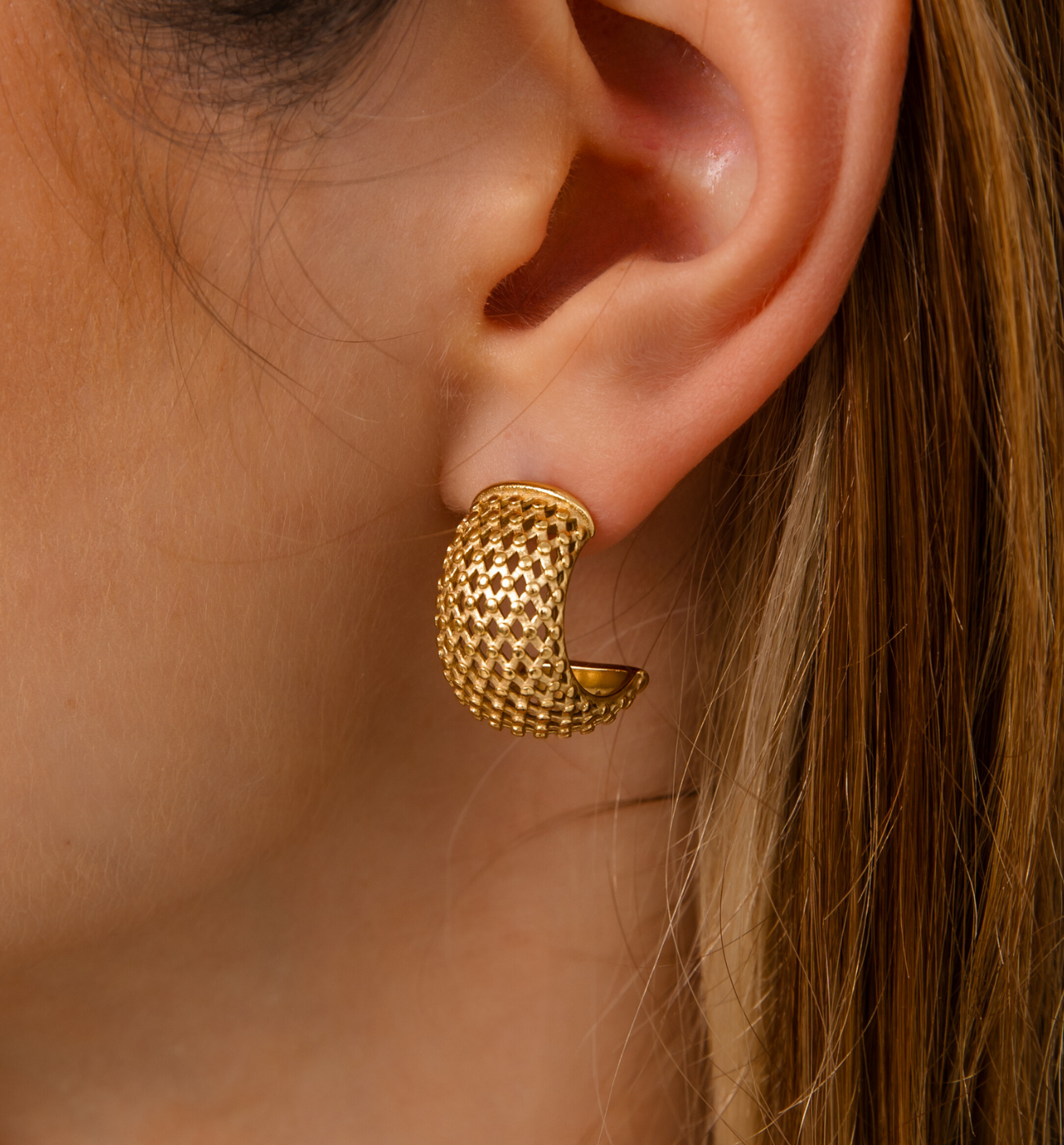 Kolczyki koła złote fakturowane KSA2193