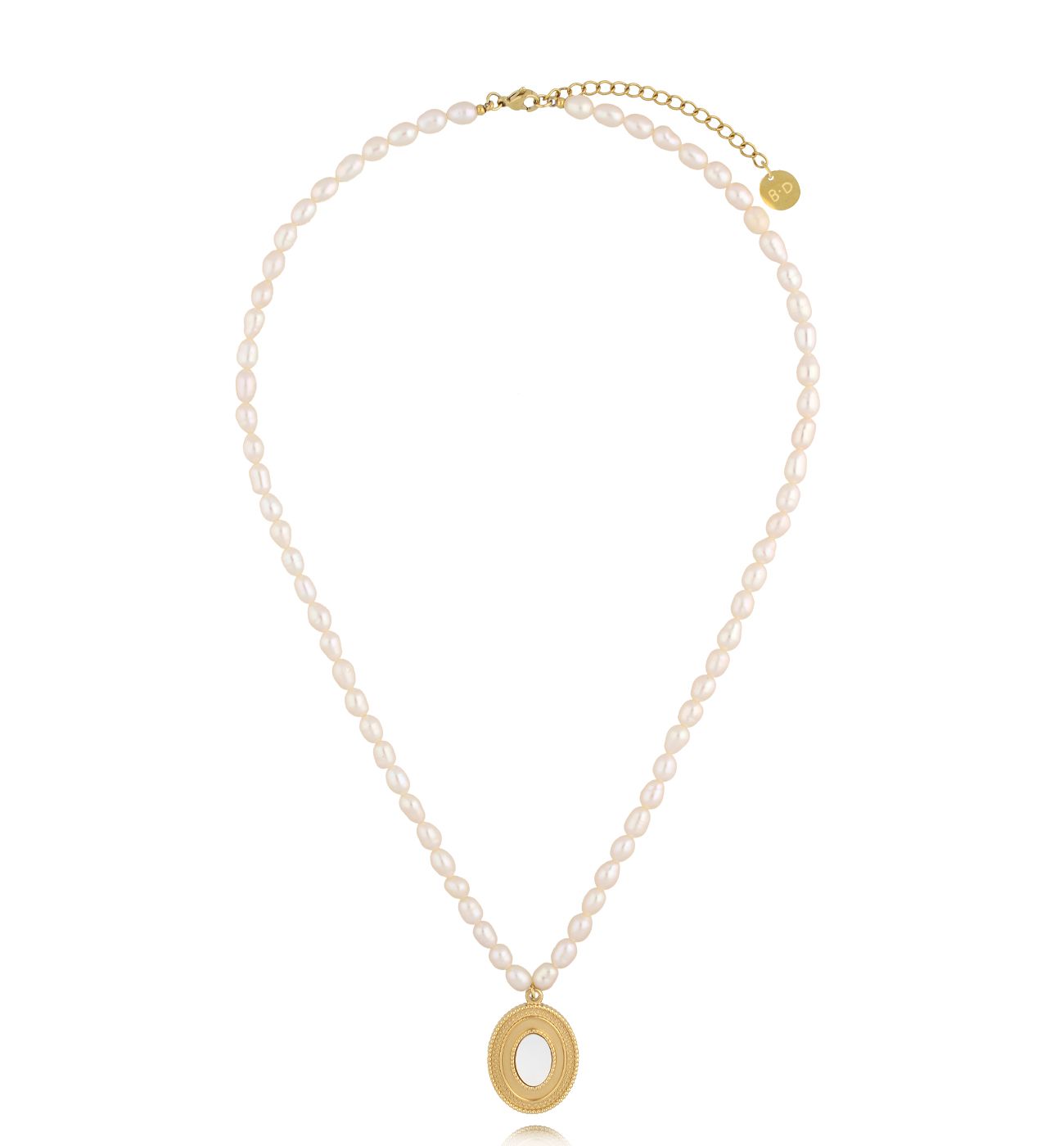 Naszyjnik z perłami i owalną zawieszką Missouri - By Dziubeka